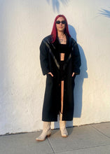 Load image into Gallery viewer, Vintage Long Black Wool and Leather Coat