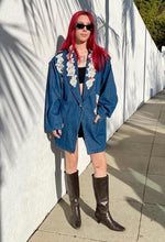Load image into Gallery viewer, VTG 80s Oversized Denim Blazer Lace & Roses Lacy After Noon