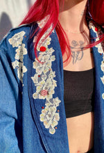 Load image into Gallery viewer, VTG 80s Oversized Denim Blazer Lace & Roses Lacy After Noon