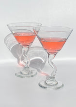 Load image into Gallery viewer, 80s Zig Zag Martini Glasses Set of 2
