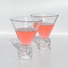 Load image into Gallery viewer, Vintage 80s DiSaronno Ice Cube Base Martini Glasses, Set of 2