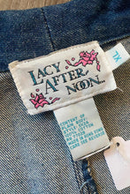Load image into Gallery viewer, VTG 80s Oversized Denim Blazer Lace & Roses Lacy After Noon