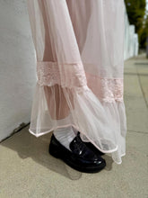 Load image into Gallery viewer, VTG 70s Sheer Pink Robe with White Lace