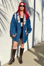 Load image into Gallery viewer, VTG 80s Oversized Denim Blazer Lace & Roses Lacy After Noon
