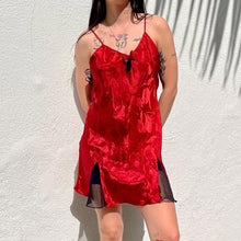 Load image into Gallery viewer, VTG 90s Gold Label Victorias Secret Satin Slip Red Slip