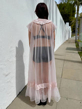 Load image into Gallery viewer, VTG 70s Sheer Pink Robe with White Lace