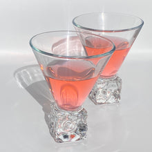 Load image into Gallery viewer, Vintage 80s DiSaronno Ice Cube Base Martini Glasses, Set of 2