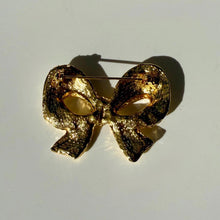 Load image into Gallery viewer, Vintage Gold Bow Brooch | Statement Pin | Collectible Bow
