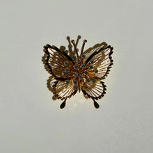 Load image into Gallery viewer, Signed Monet Butterfly Brooch | Gold Tone Rhinestone | Vintage Gift
