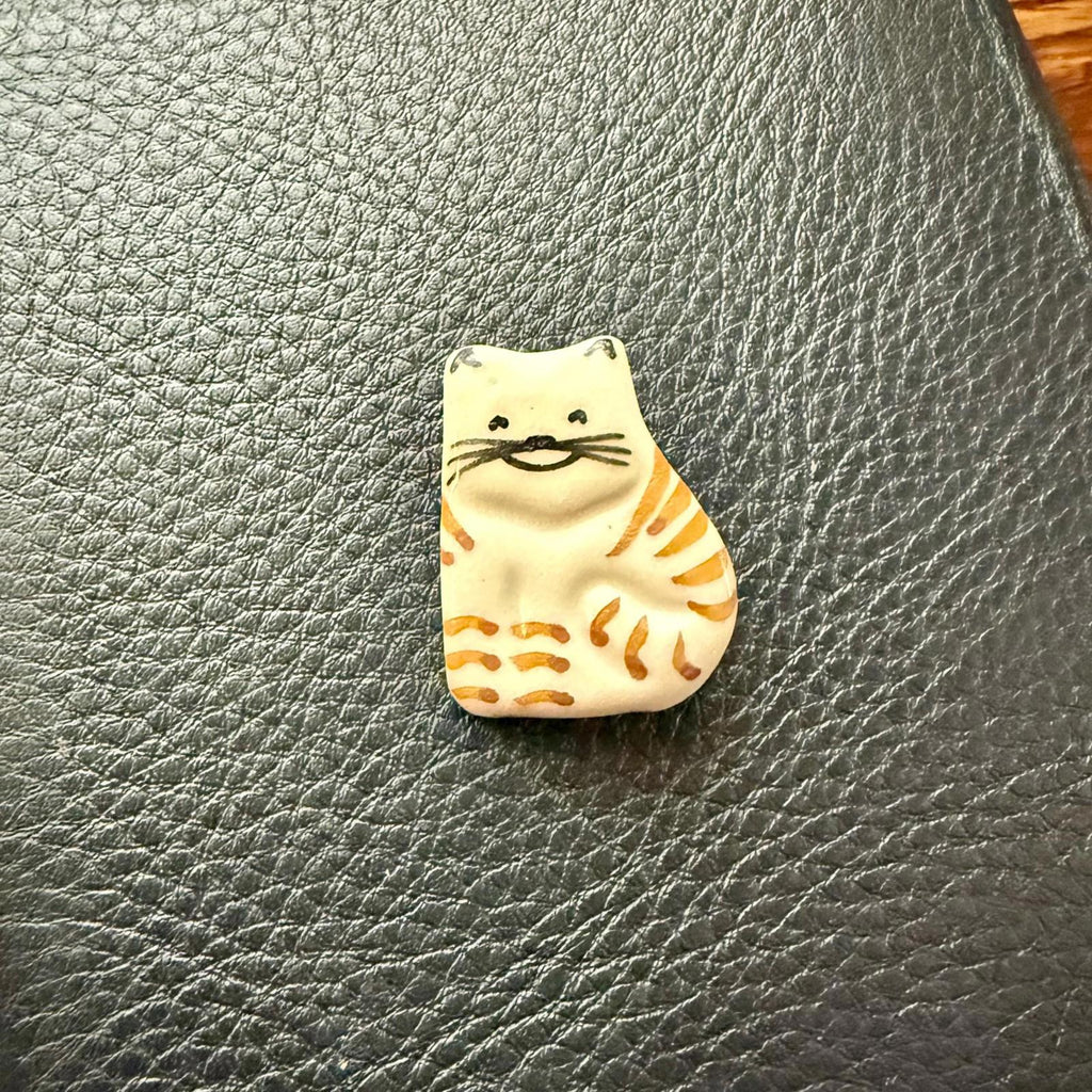 Handmade Ceramic Cat Brooch | Hand Painted Kitty Pin | Gift for Cat Lover