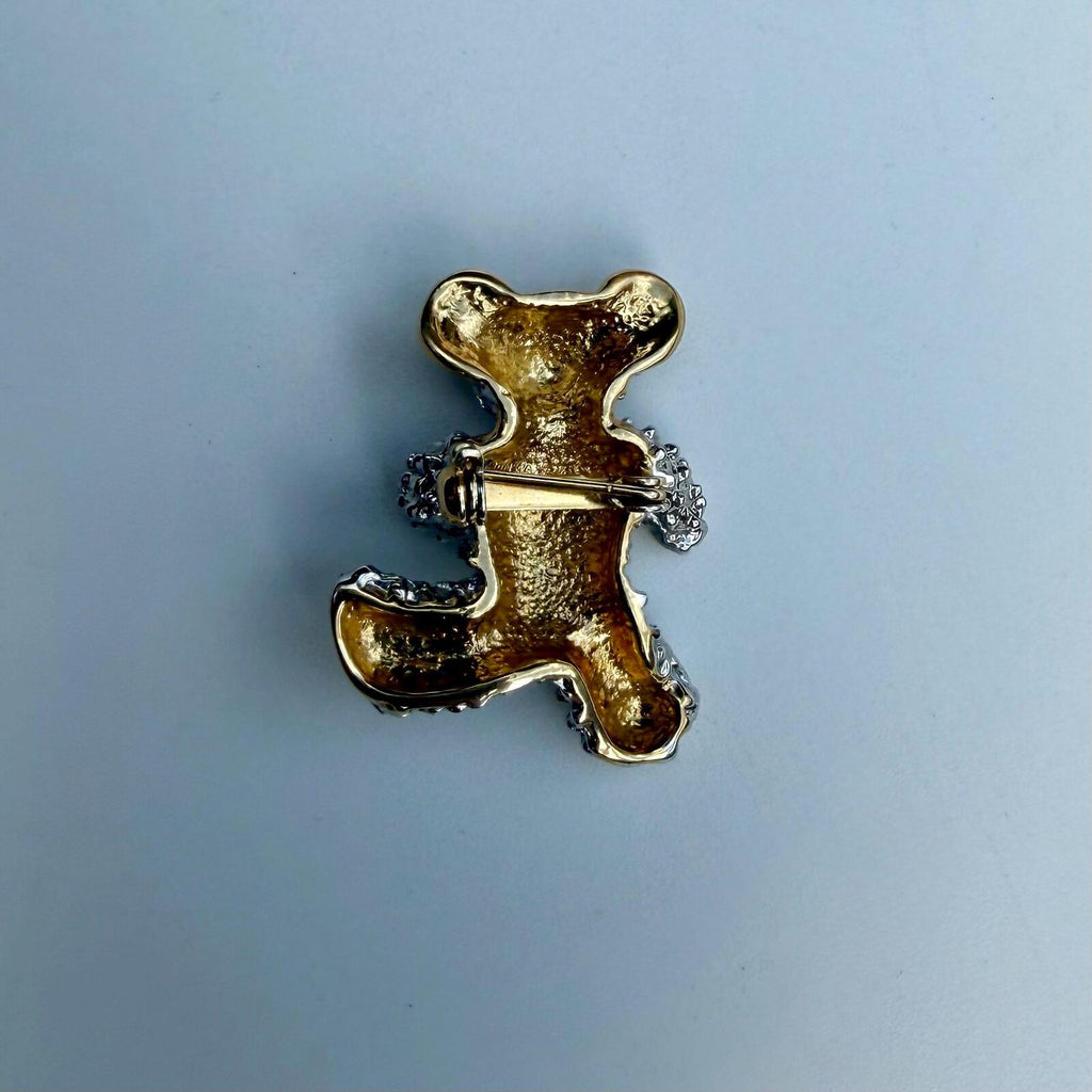 Vintage Teddy Bear Brooch | Gold & Silver Tone Bear Pin