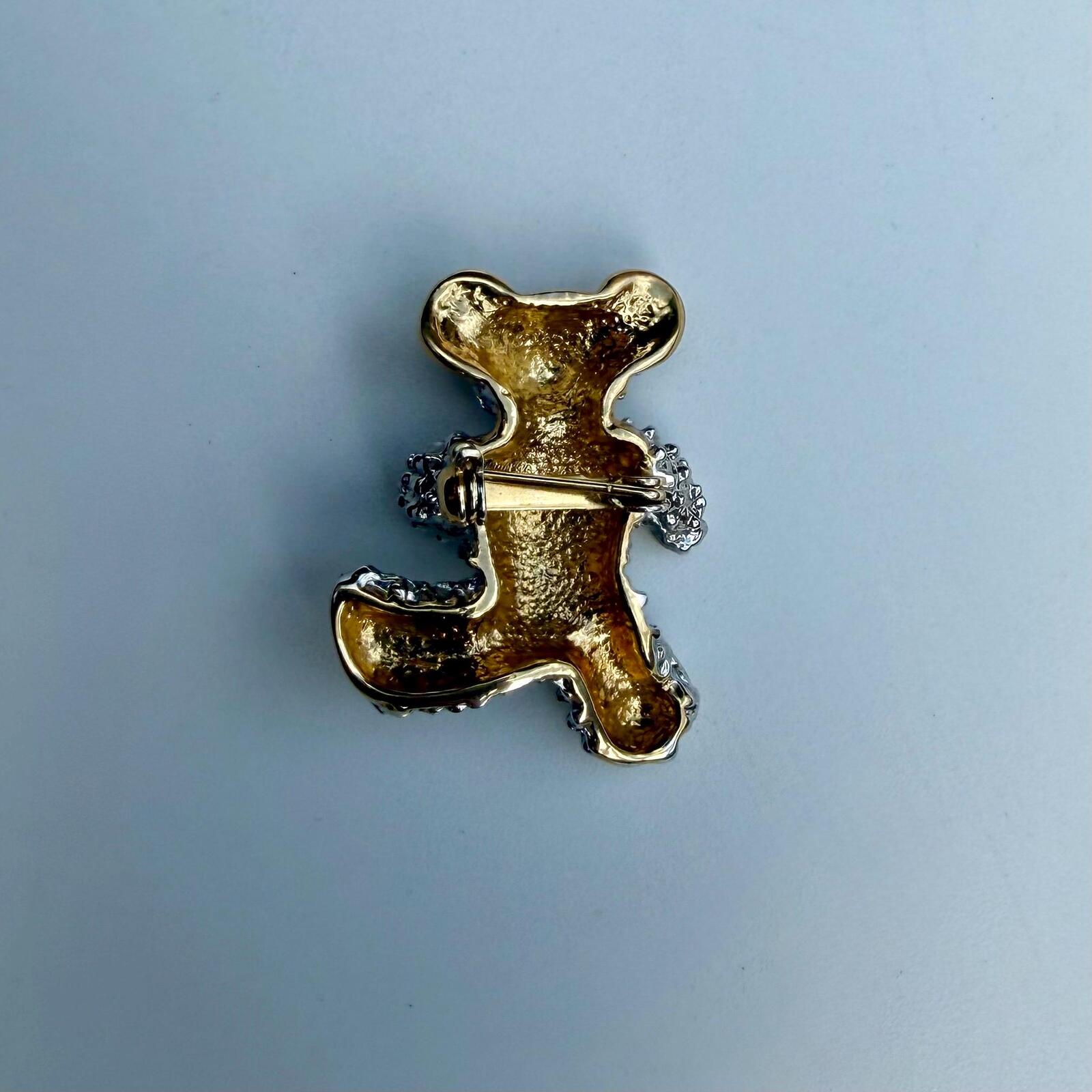Vintage Teddy Bear Brooch | Gold & Silver Tone Bear Pin