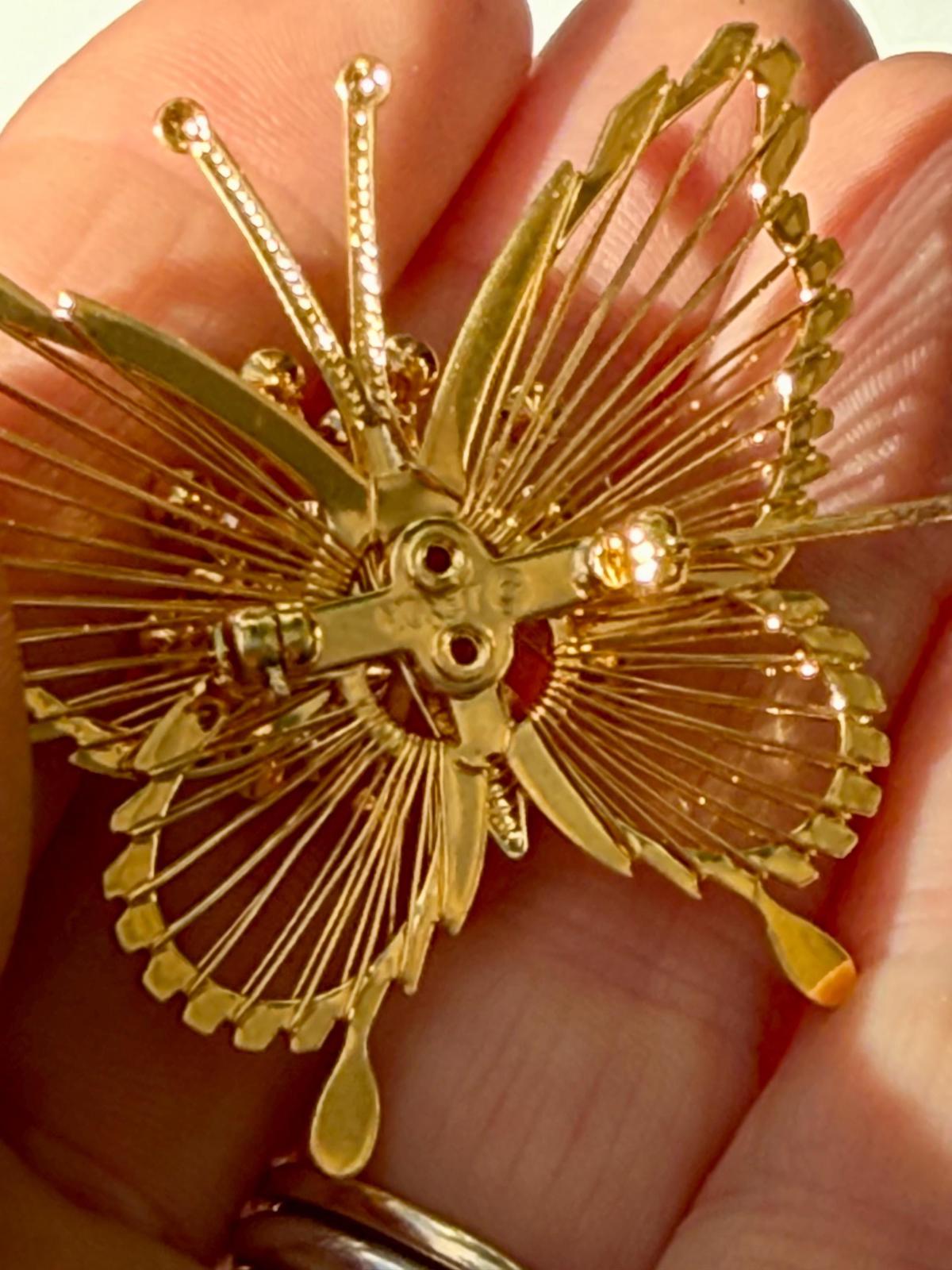 Signed Monet Butterfly Brooch | Gold Tone Rhinestone | Vintage Gift
