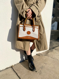 Vintage 90s Dooney & Bourke White/Tan Leather Purse