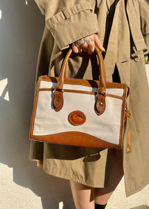 Vintage 90s Dooney & Bourke White/Tan Leather Purse