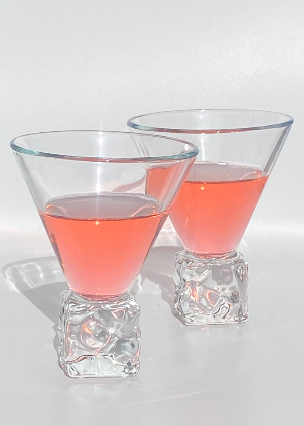 Vintage 80s DiSaronno Ice Cube Base Martini Glasses, Set of 2