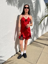 Load image into Gallery viewer, VTG 90s Gold Label Victorias Secret Satin Slip Red Slip
