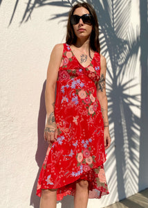 Red printed dress