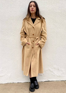 Vintage Tan Trench Coat, Union Made Long Trench Jacket