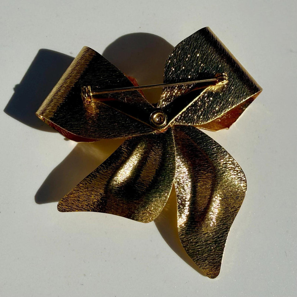 Vintage Gold Bow Brooch | Statement Pin | Collectible Large Bow