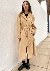 Vintage Tan Trench Coat, Union Made Long Trench Jacket