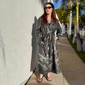 VTG 70s Gray Leather Trench Coat Size XL