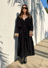 Load image into Gallery viewer, Vintage 90s Black Trench Coat with Hood
