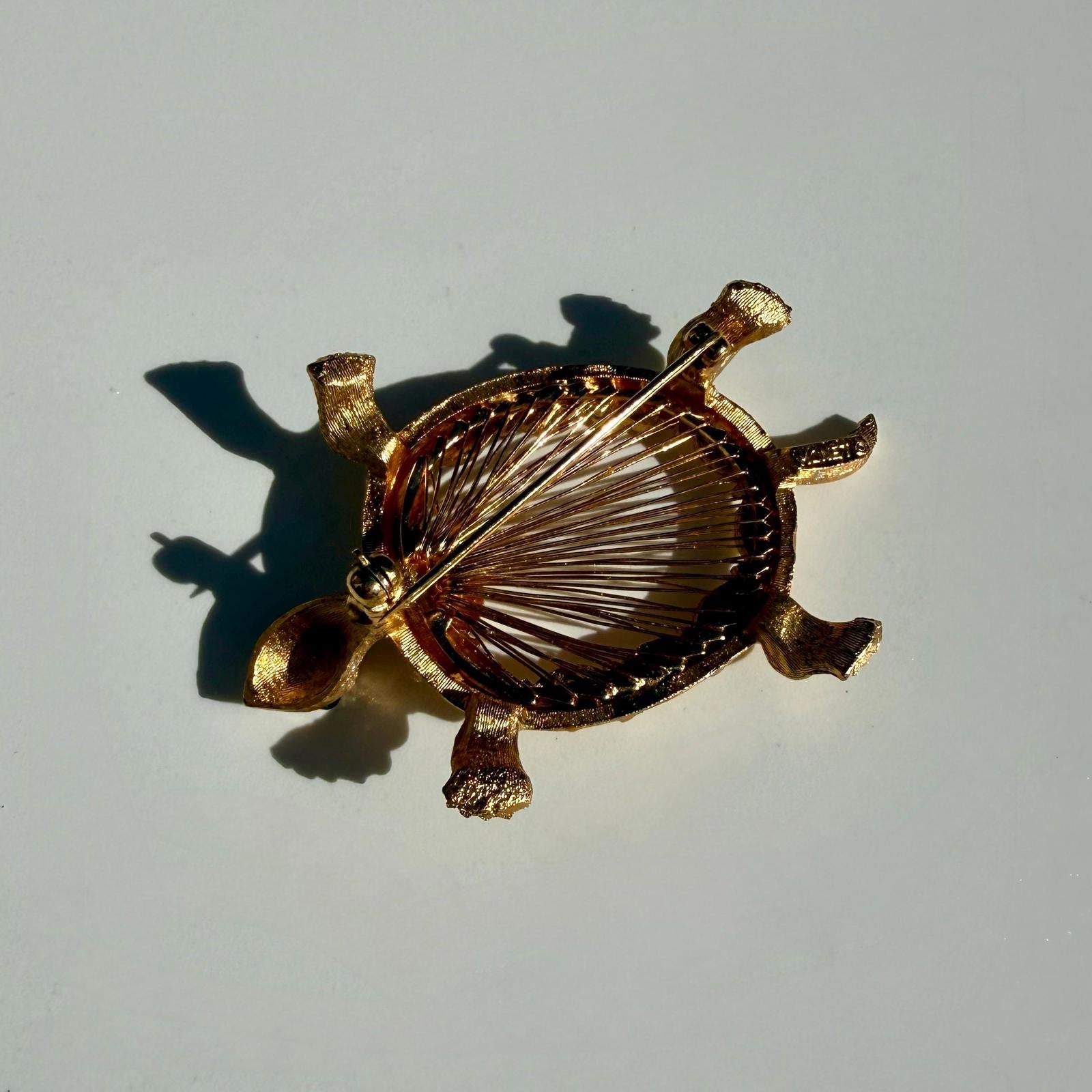 Vintage Figural Turtle Brooch | Gold Tone Tortoise Pin