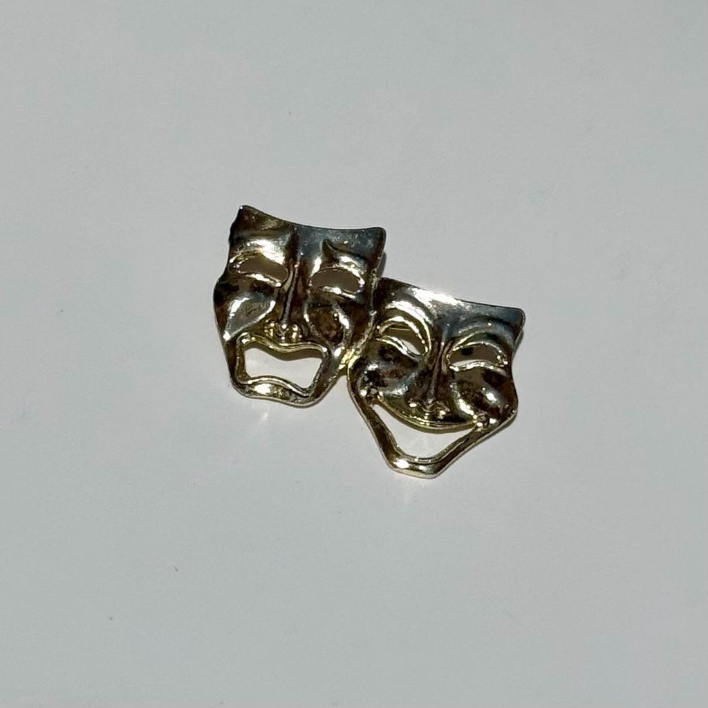 Vintage Gold Tone Comedy and Tragedy Faces Brooch