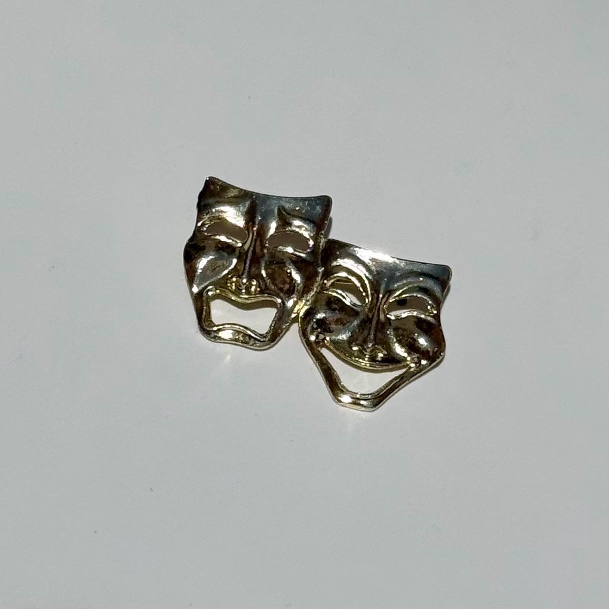Vintage Gold Tone Comedy and Tragedy Faces Brooch
