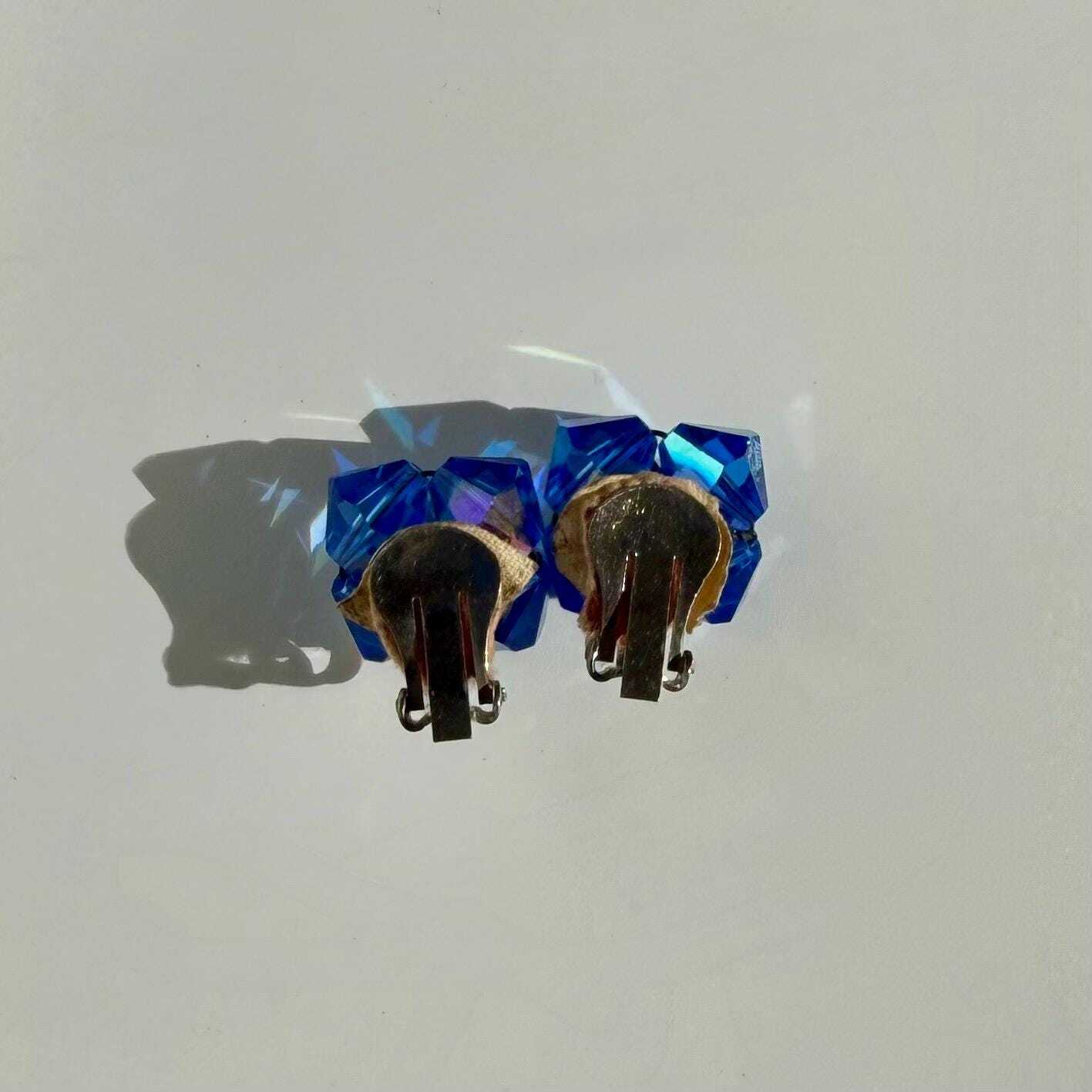 Vintage Blue Sparkly Crystal Earrings