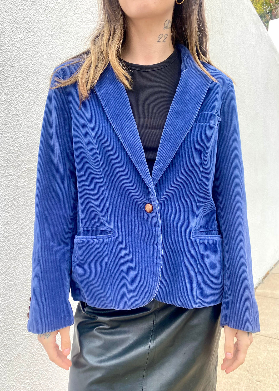 Vintage Corduroy Blazer in Blue, Shrunken Vintage Blazer