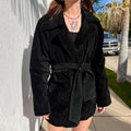 Vintage Black Suede Trench Coat