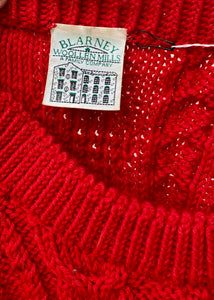 Vintage Irish Fishermans Sweater in Red