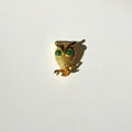 Vintage Owl Brooch | Figural Green Eye Pin | Mid Century Modern Jewelry