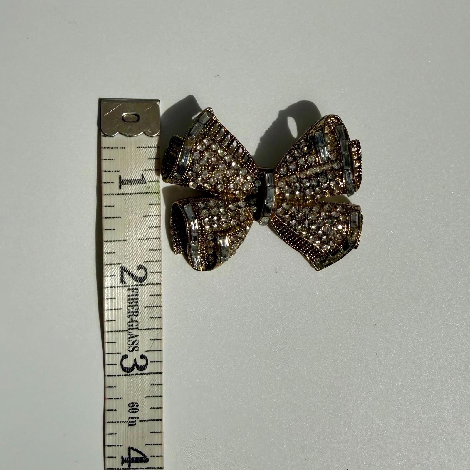 Vintage NAPIER Silver Bow Brooch | Rhinestone Statement Pin