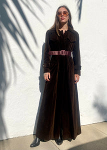 Vintage Dark Brown Long Velvet Coat