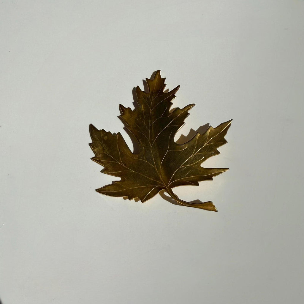 Large Vintage Gold Maple Leaf Brooch | 4” Statement Pin