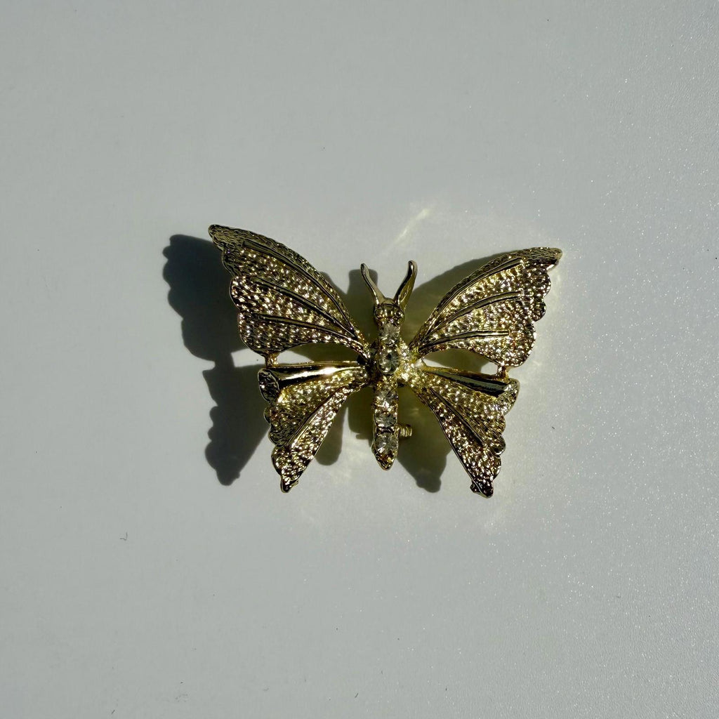 Vintage GERRY’S Butterfly Brooch | Gold Rhinestone Pin