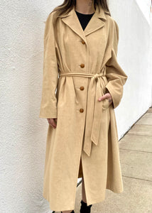 Vintage Tan Trench Coat, Union Made Long Trench Jacket