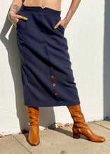 Load image into Gallery viewer, Vintage 70s/80s Navy Blue Midi Skirt
