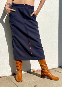 Vintage 70s/80s Navy Blue Midi Skirt