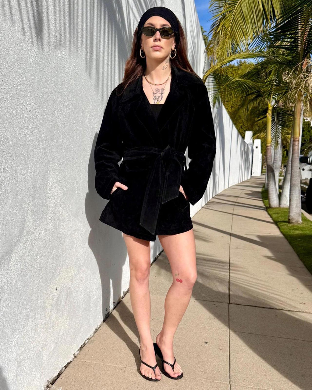 Vintage Black Suede Trench Coat
