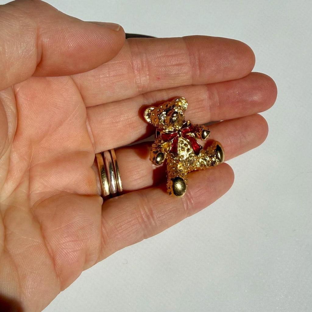 Vintage Gold Teddy Bear Pin | Gold Tone Brooch