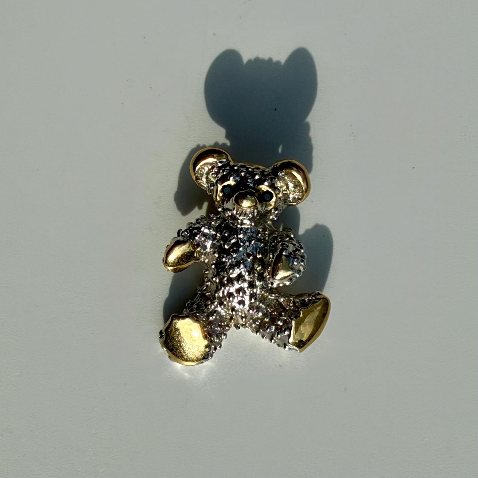 Vintage Teddy Bear Brooch | Gold & Silver Tone Bear Pin