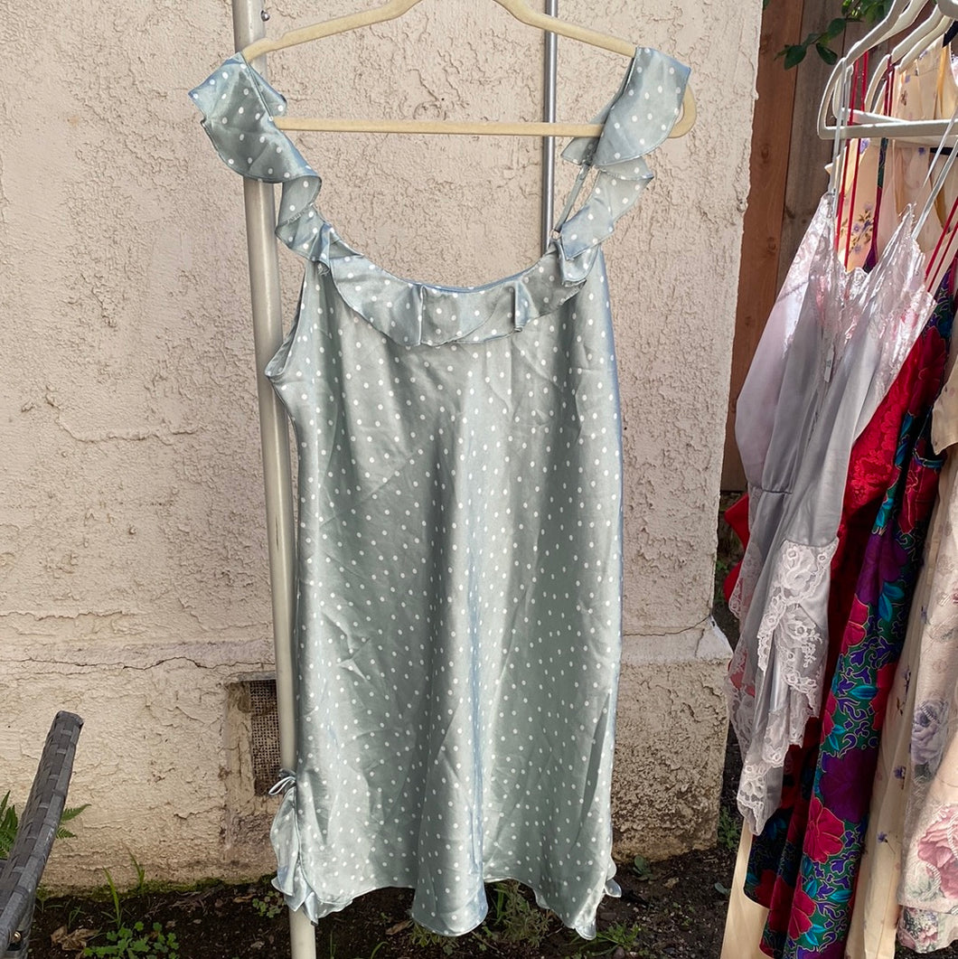 Polka dot slip with ruffle
