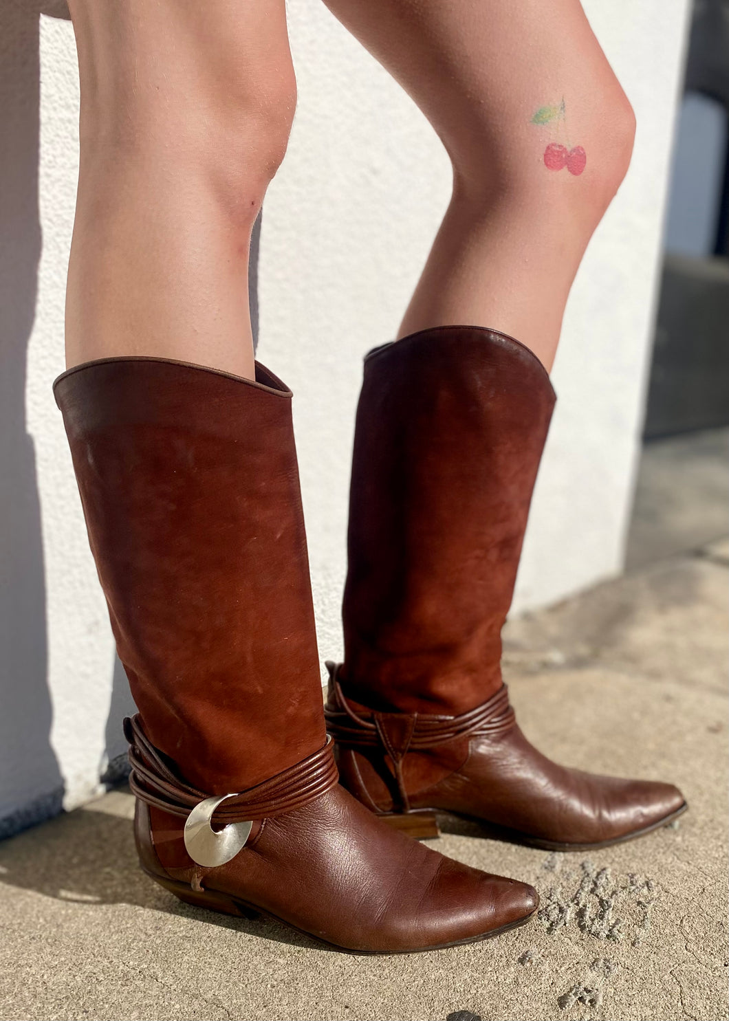 Vintage 80s Via Spiga Knee High Brown Leather Boots