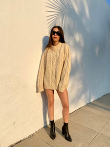 Vintage Hand Knit Cream Fisherman Sweater