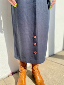 Vintage 70s/80s Navy Blue Midi Skirt