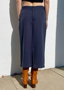 Vintage 70s/80s Navy Blue Midi Skirt